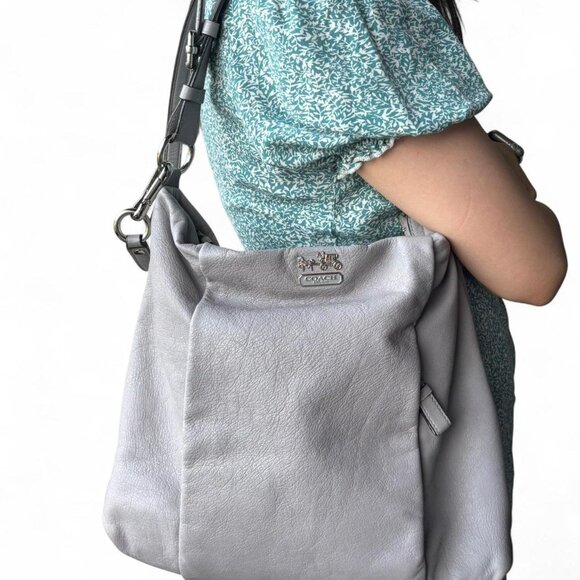 Coach Silver Leather Backpack - Picture 1 of 8